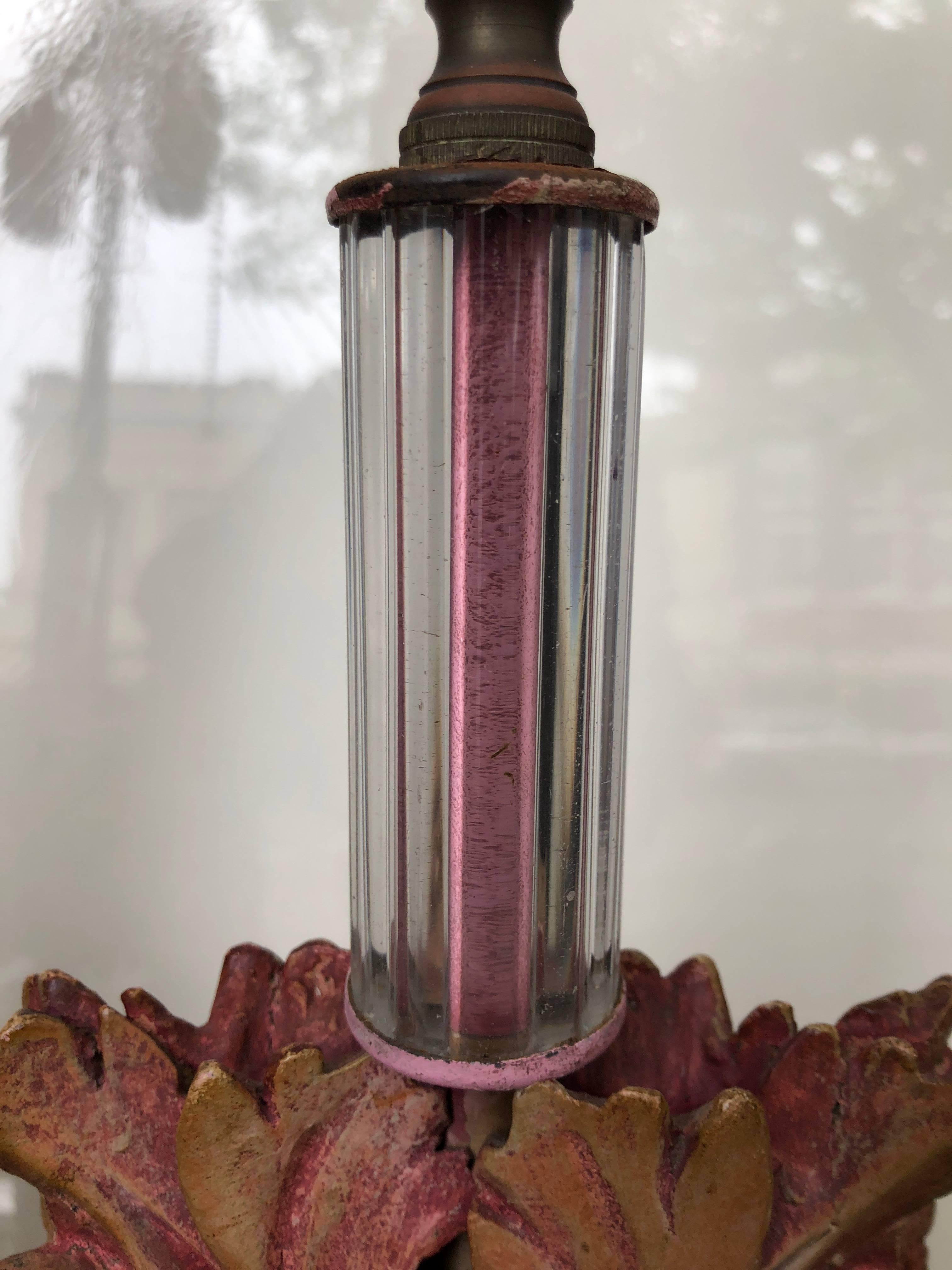 Milieu du XXe siècle Paire de lampes de bureau en céramique et verre en vente