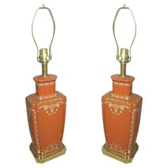 Pair of Ceramic and Gold Table Lamps