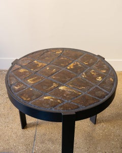 Pair of Ceramic and Iron Side Tables, Belgium, 1980s