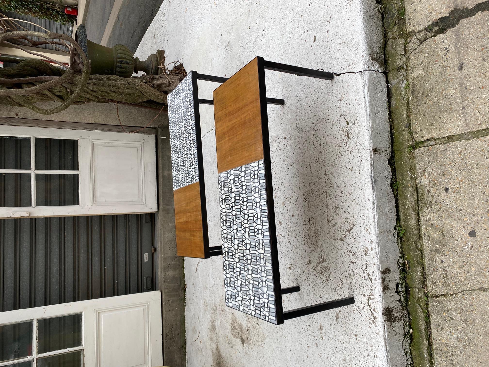 Pair of Ceramic and Wood Coffee Tables by Roger Capron, Vallauris, France 3