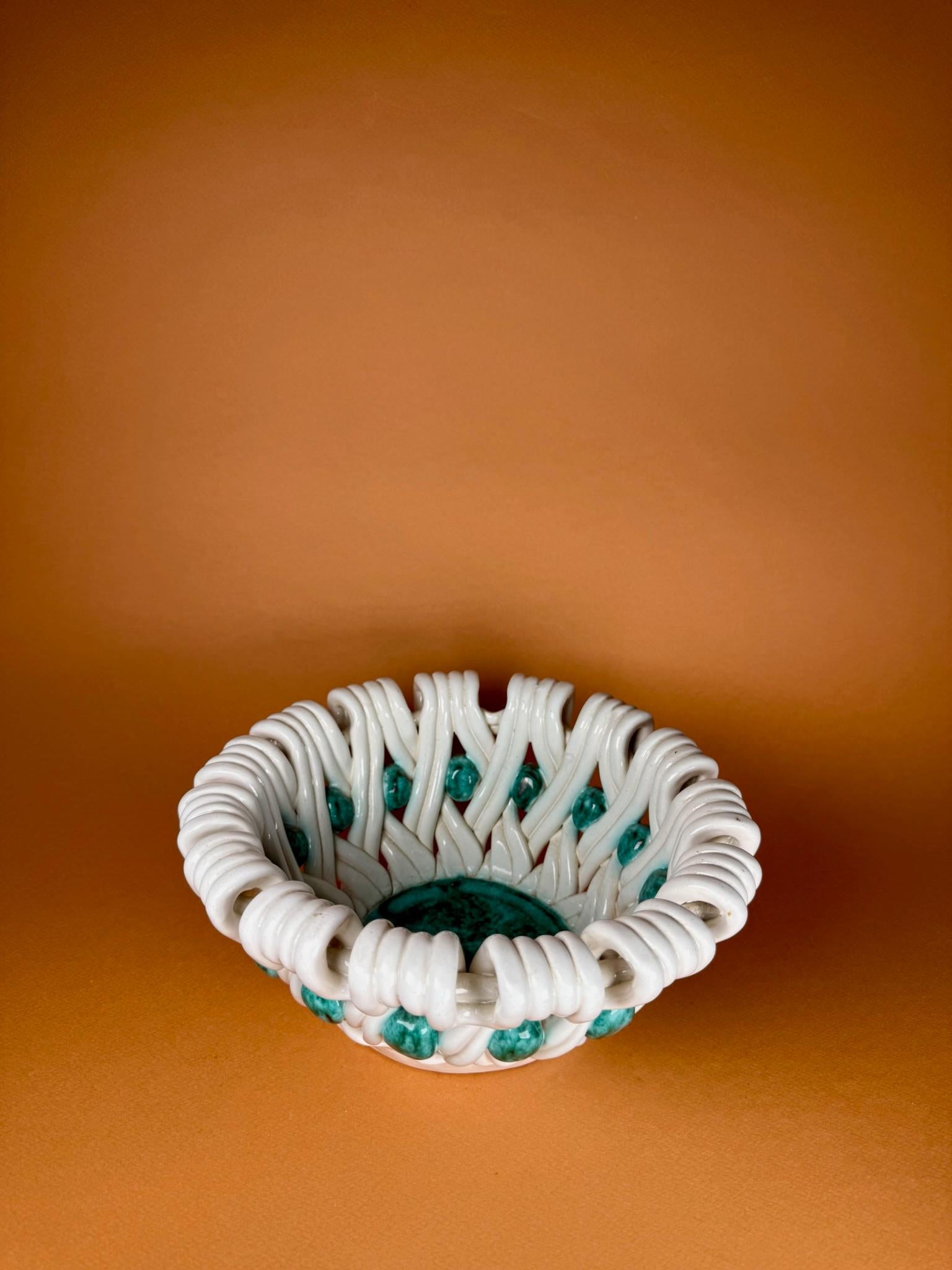 20th Century Pair of ceramic baskets, Sainte Radegonde, circa 1940 For Sale