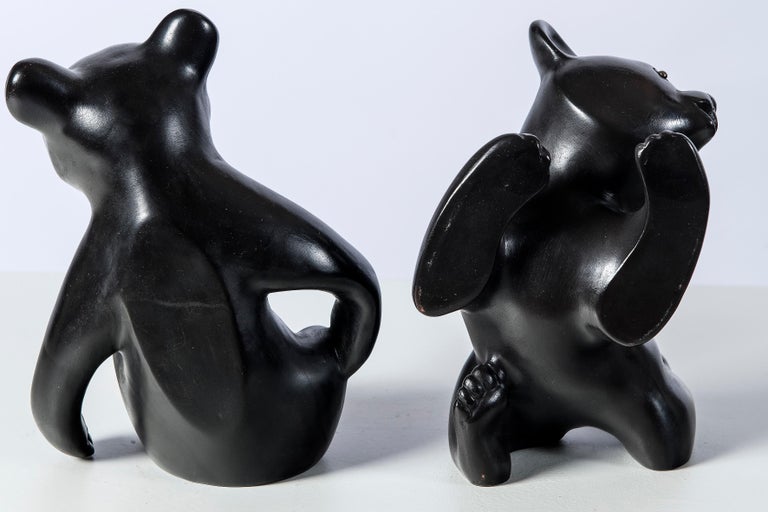 Pair of Ceramic Bears Bookends, Signed Vienna, by Leopold Anzengruber
