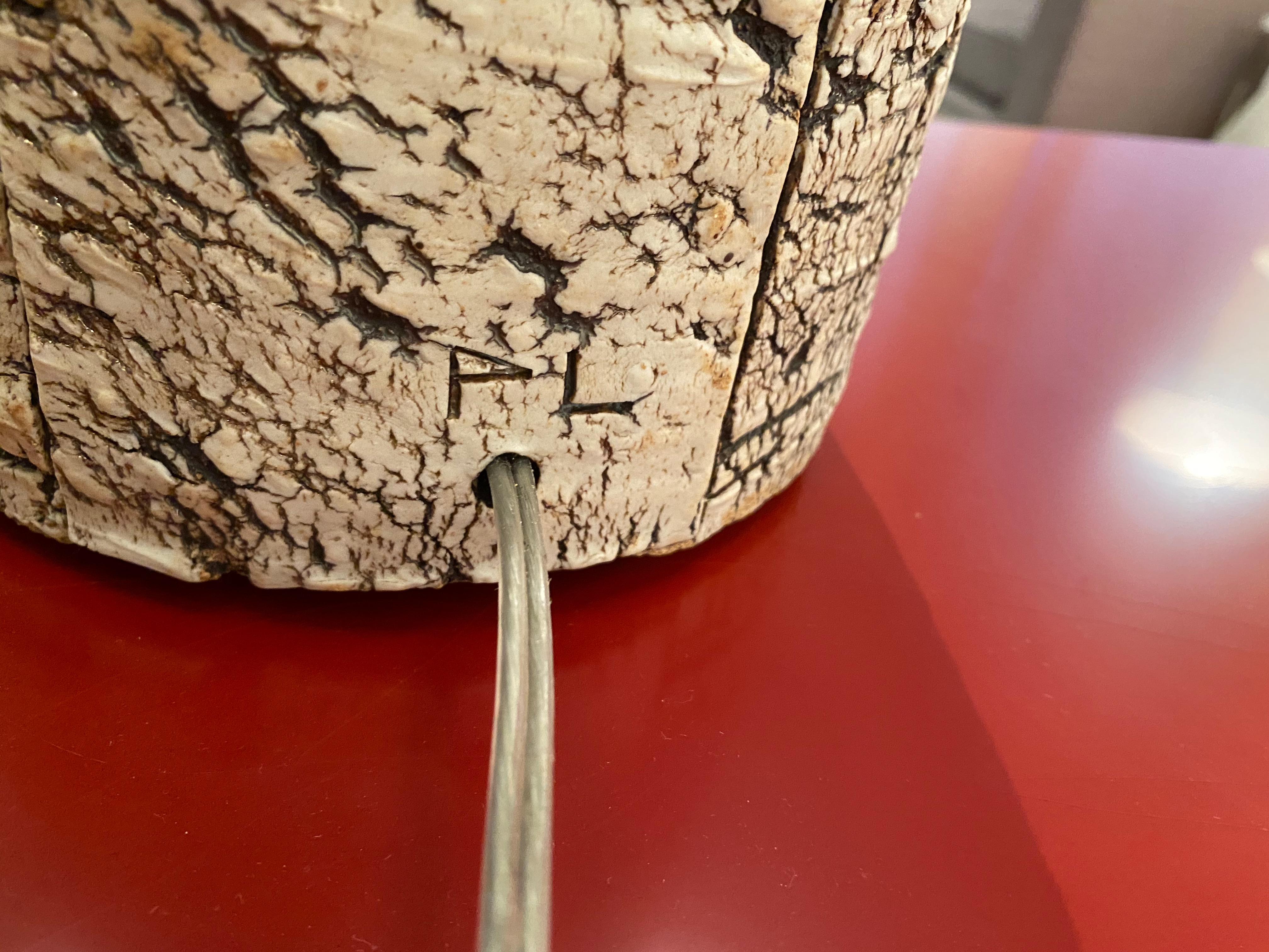 Mid-Century Modern Pair of Ceramic, Birch Bark Table Lamps by Peter Lane