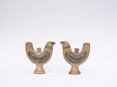 Paar keramische Vögel Kerzenständer - Kerzenhalter - Japanische Töpferei 1970er