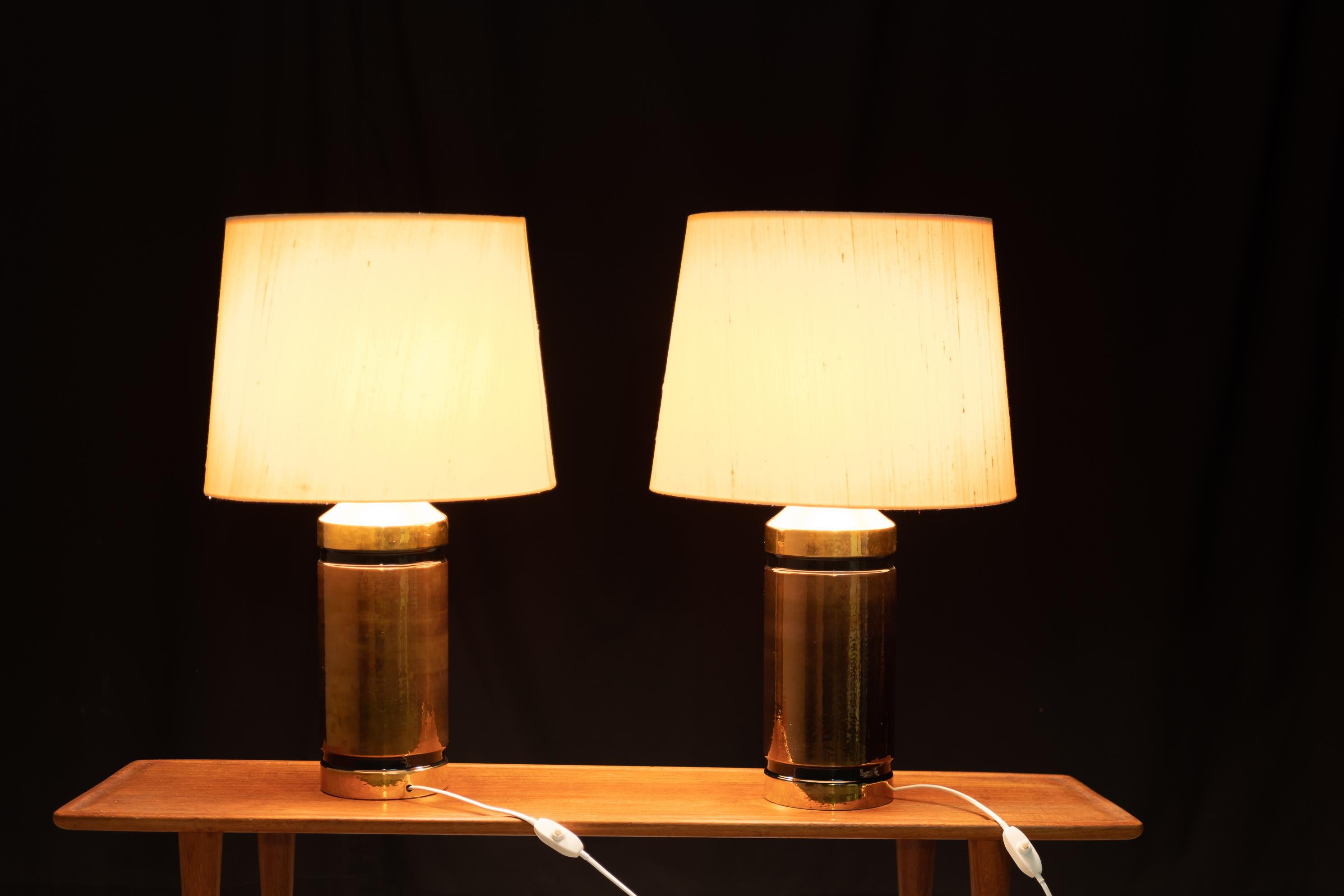Scandinave moderne Paire de lampes de bureau en céramique Bitossi pour Bergboms en vente