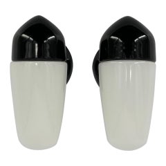 Paire de lampes murales noires en céramique de Wilhelm Wagenfeld pour Lindner des années 1950