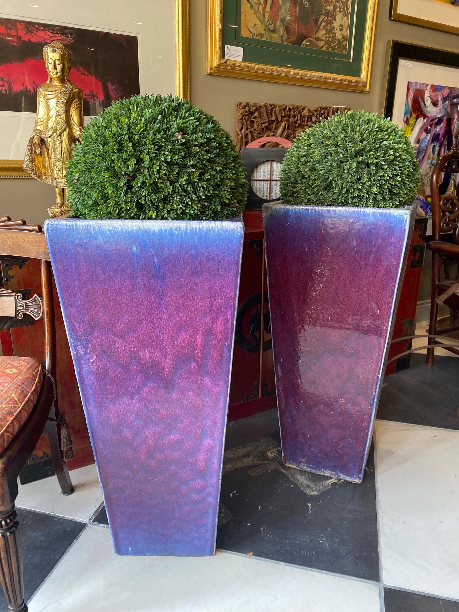 purple ceramic flower pot