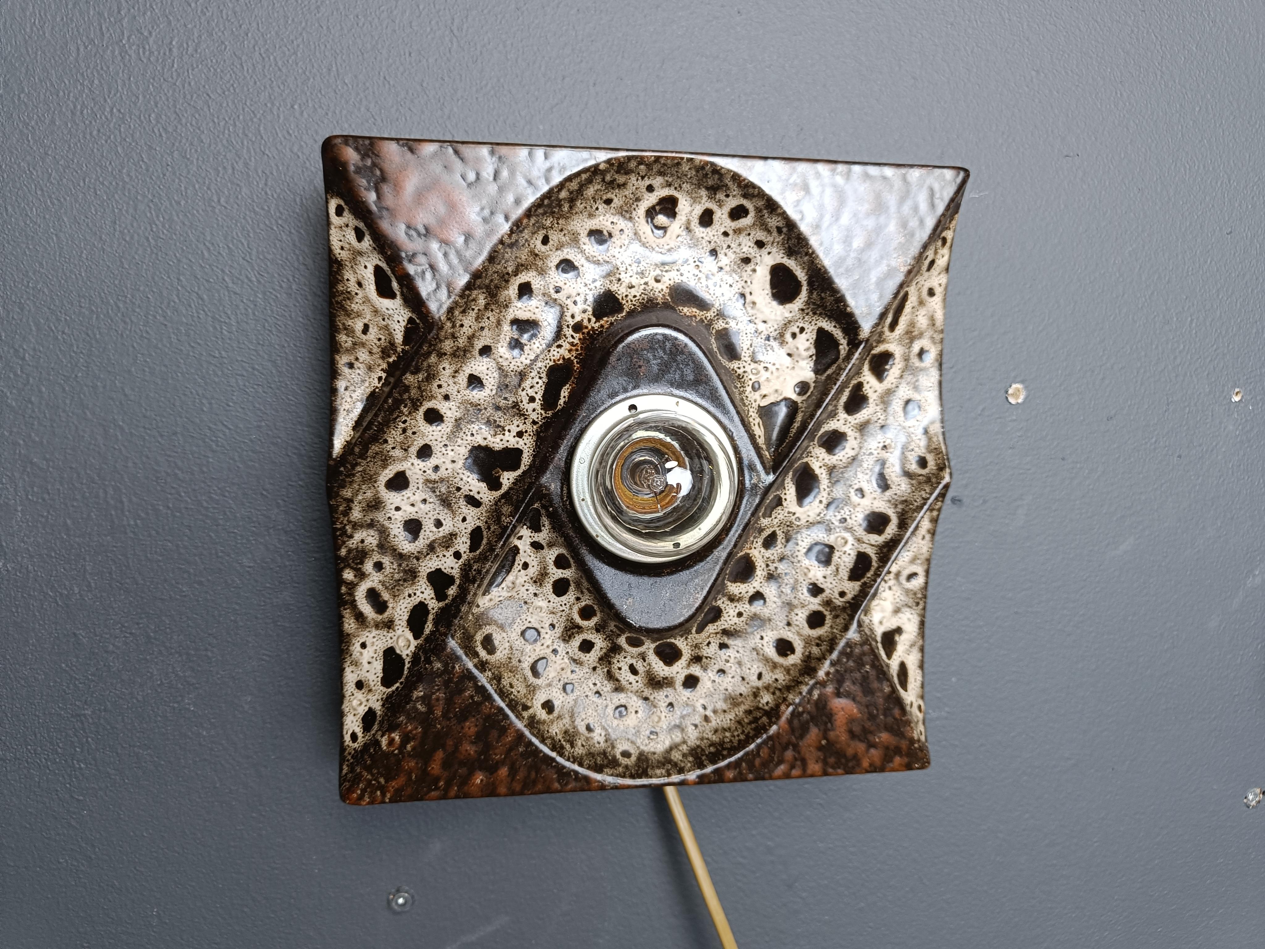 Pair of ceramic brutalist wall lamps by Pan Leuchten, 1960s For Sale 1