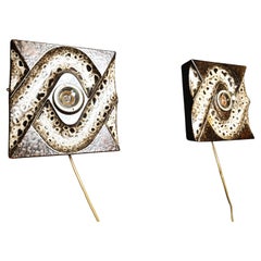 Pair of ceramic brutalist wall lamps by Pan Leuchten, 1960s
