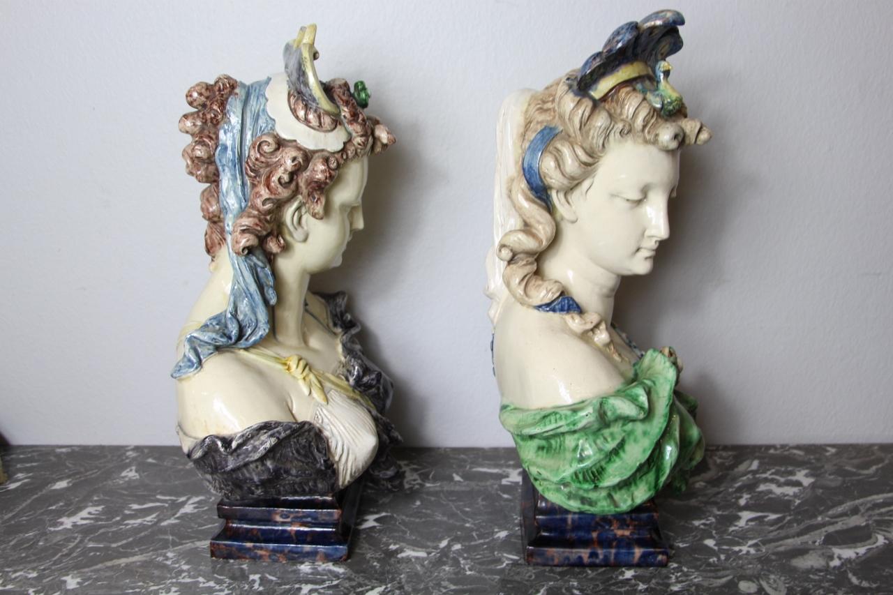 19th Century Pair of Ceramic Busts Attributed to Minton