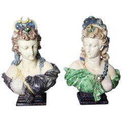 Pair of Ceramic Busts Attributed to Minton