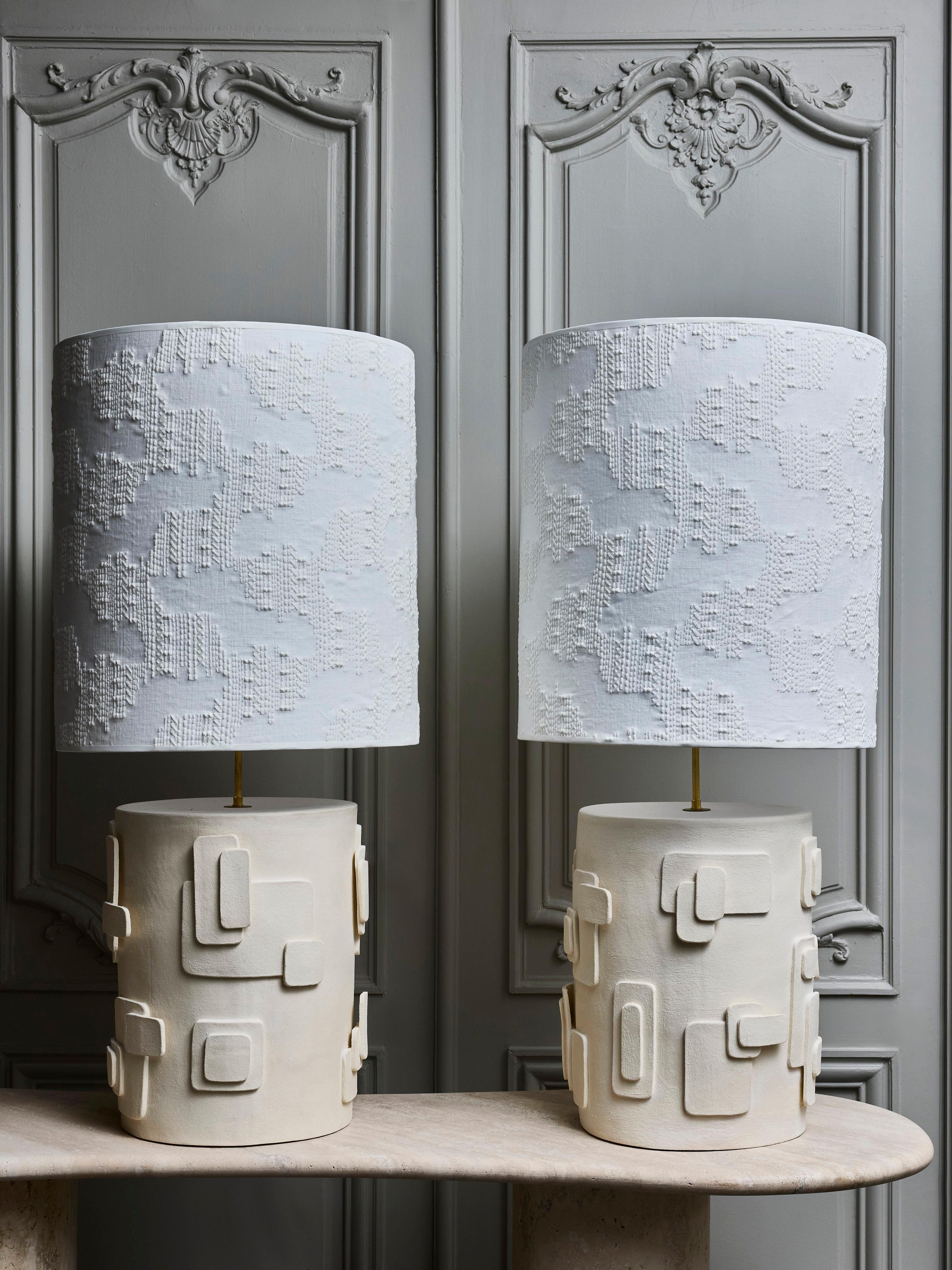 Moderne Paire de lampes de bureau Cactus en céramique par Adeline Delesalle en vente