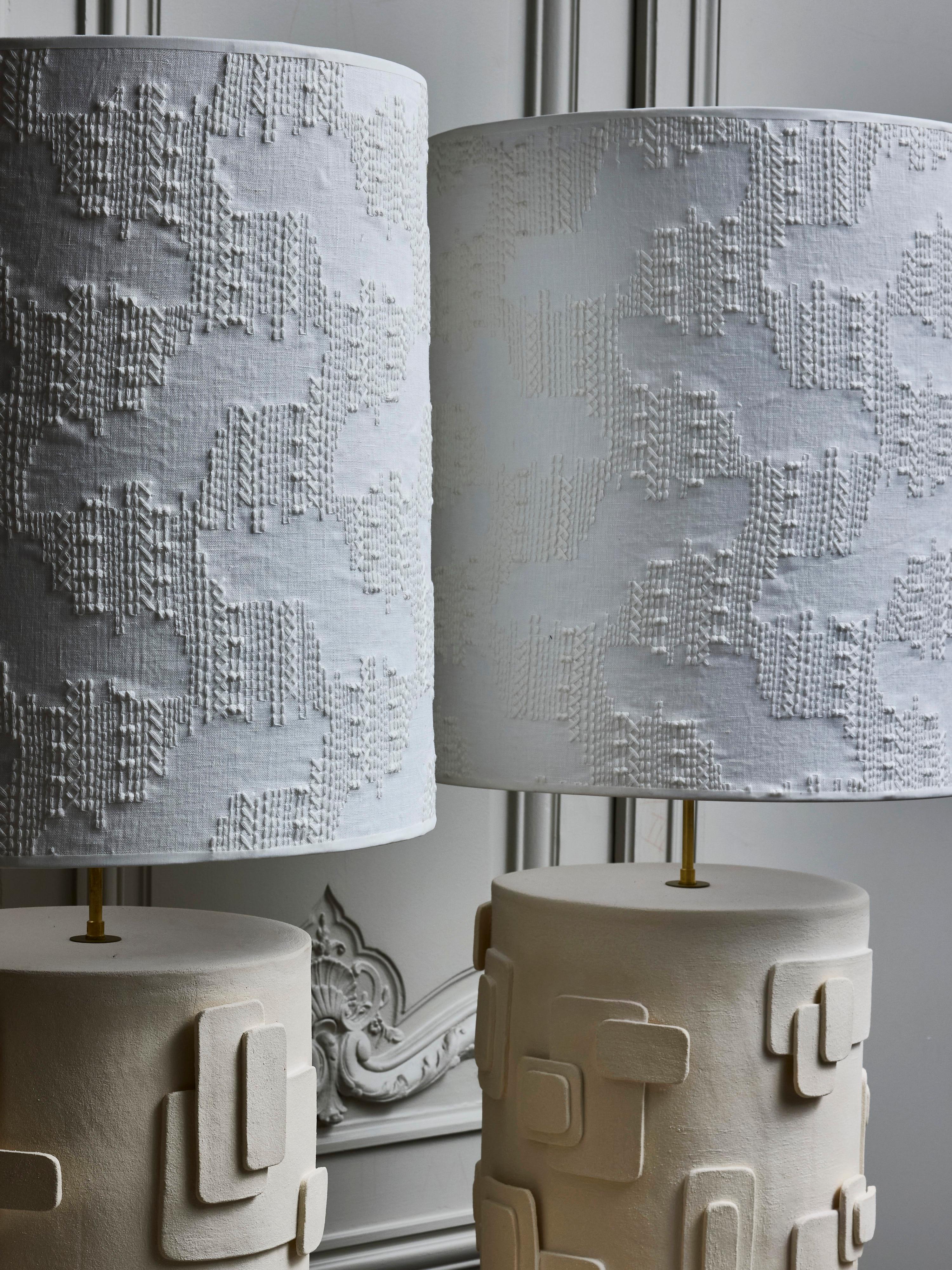Céramique Paire de lampes de bureau Cactus en céramique par Adeline Delesalle en vente
