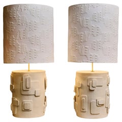 Pair of Ceramic "Cactus" Table Lamps by Adeline Delesalle