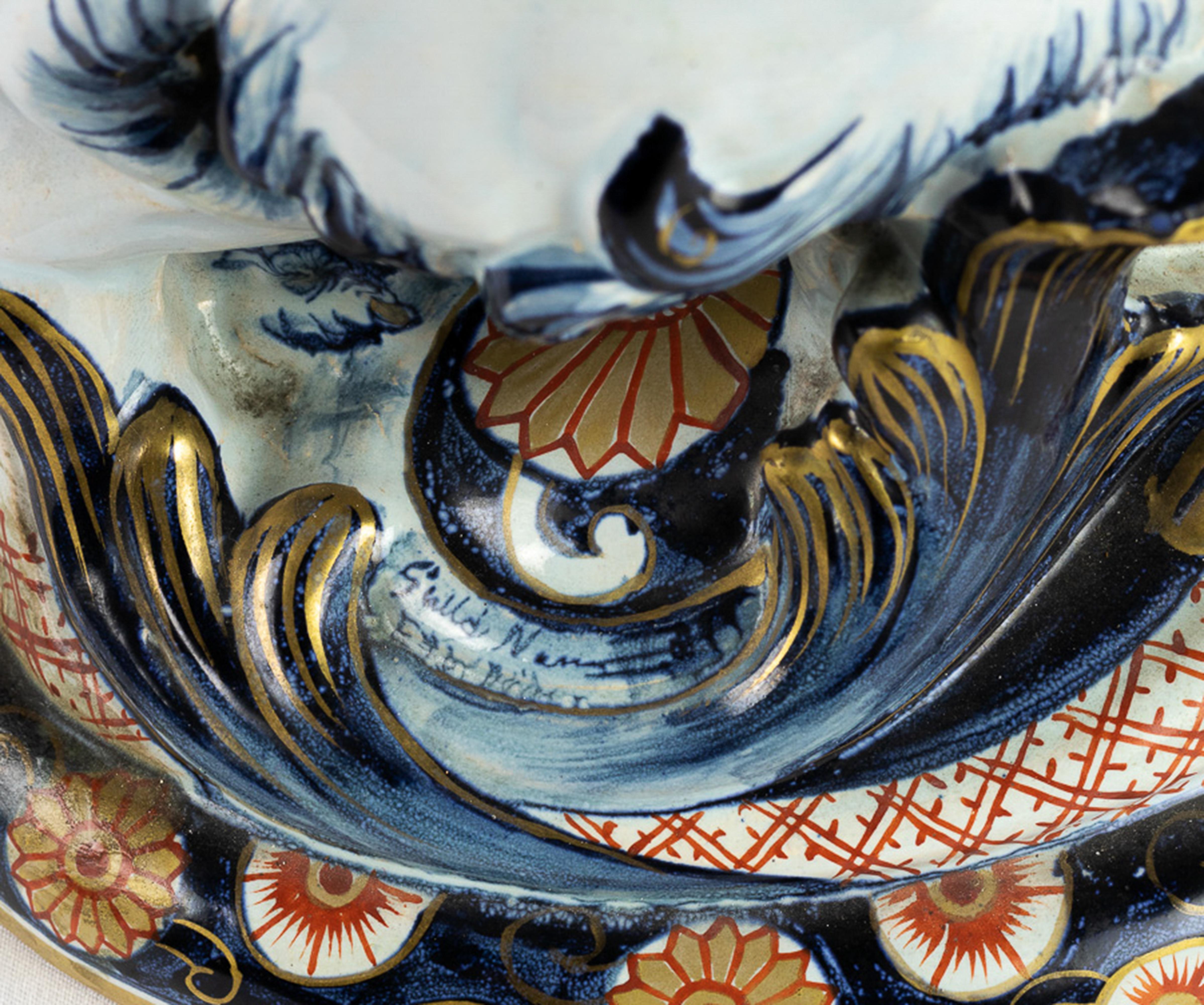 Coppia di portacandele in ceramica, Leoni di Emile Gallé, XIX secolo in vendita 7