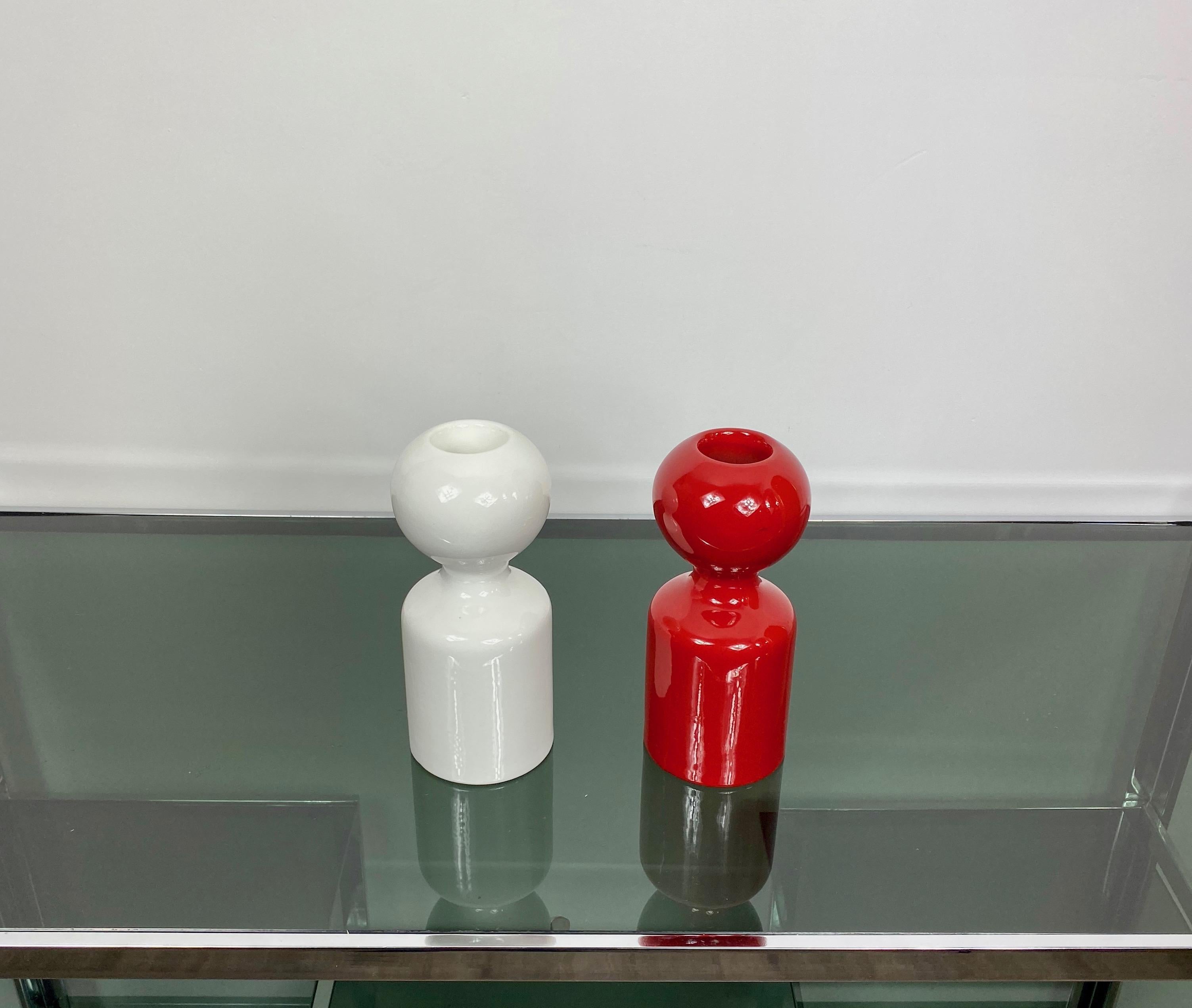 Paar Keramik-Kerzenhalter von Liisi Beckmann für Gabbianelli:: Italien:: 1960er Jahre (Moderne der Mitte des Jahrhunderts) im Angebot