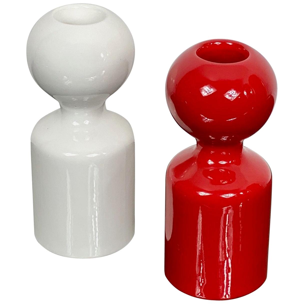 Coppia di portacandele in ceramica di Liisi Beckmann per Gabbianelli, Italia, anni '60