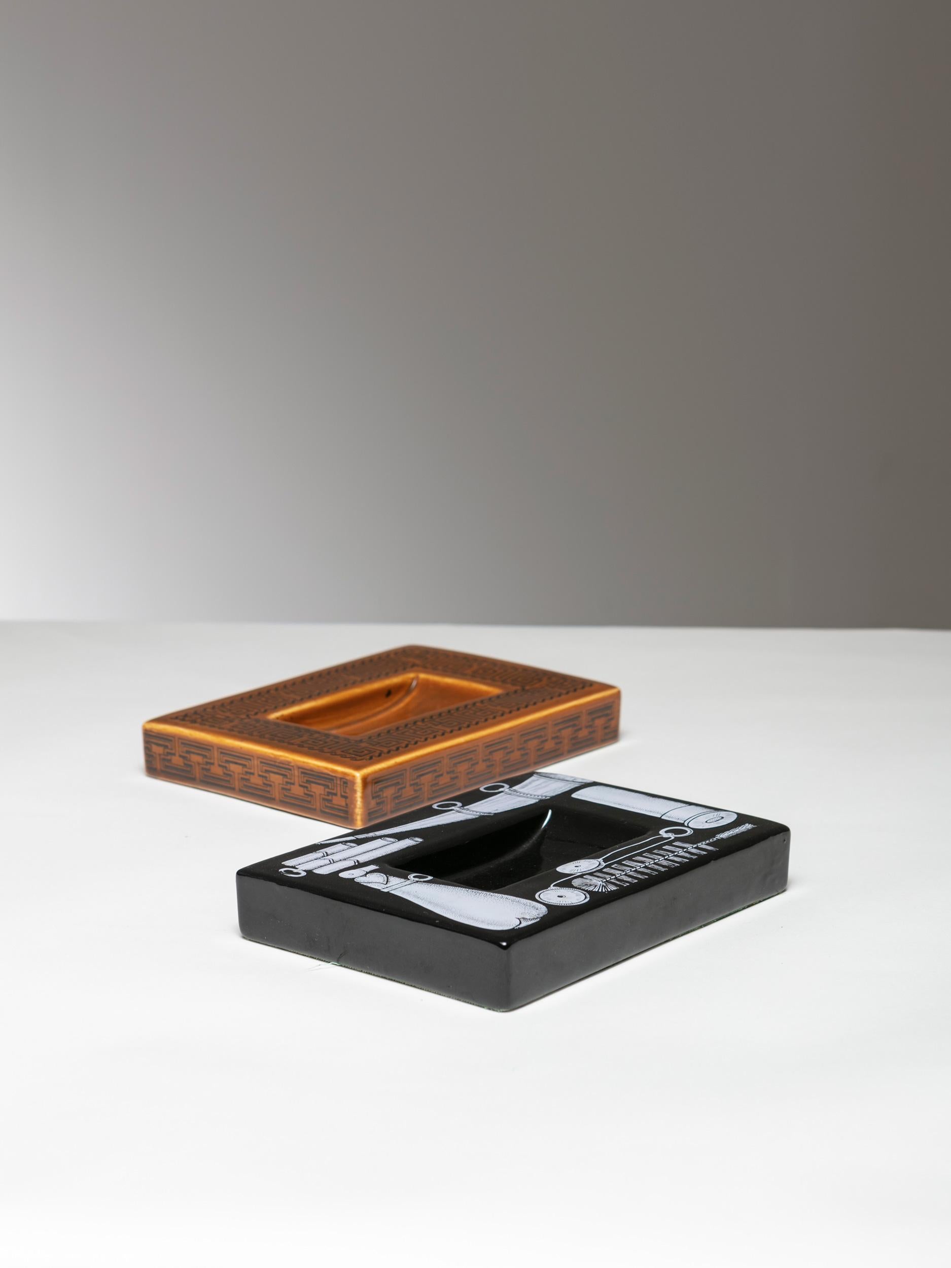 Rare set of two ceramic desk elements by Piero Fornasetti.