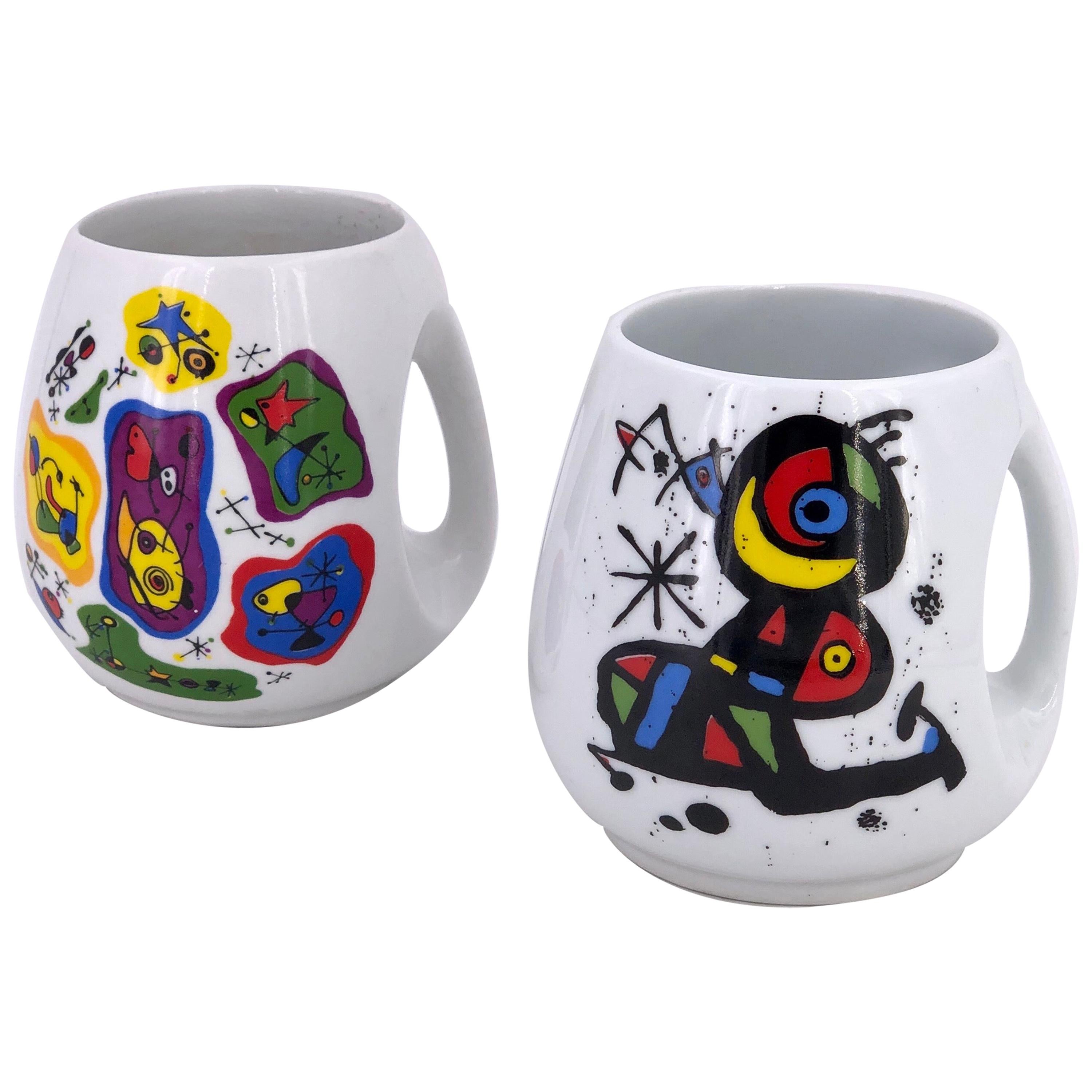 Pair of Ceramic Coffee Mugs by Joan Miro Barcelona, Spain