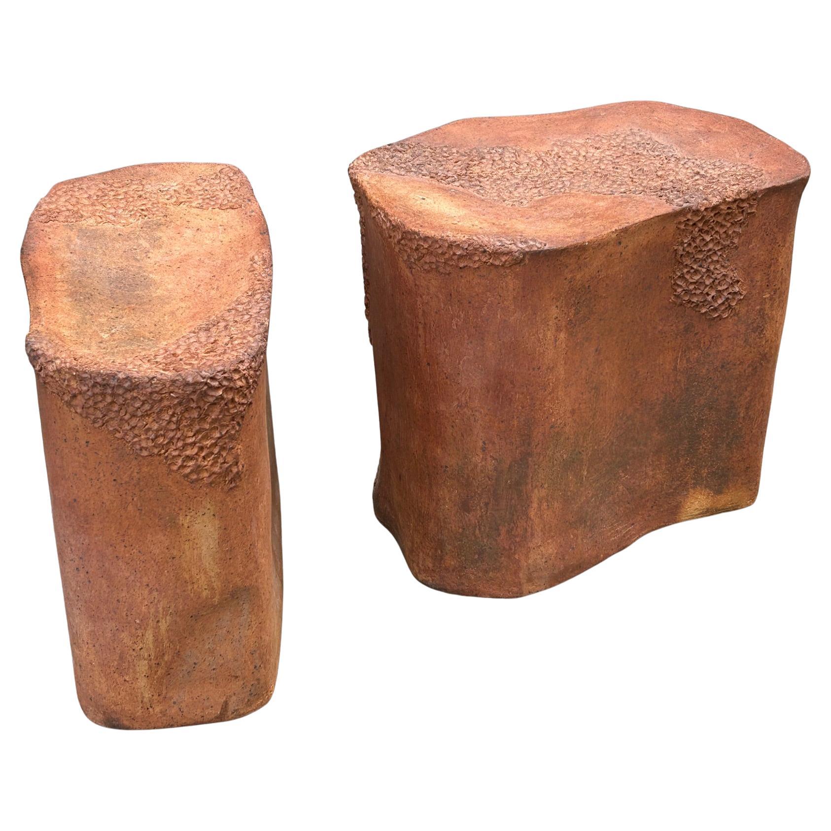 Paire de tables basses en céramique par Fourmanoir, France, 1980
s en vente