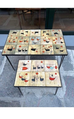 Pareja de mesas de centro de cerámica de Olivier Pettit, Francia, Circa 1960's