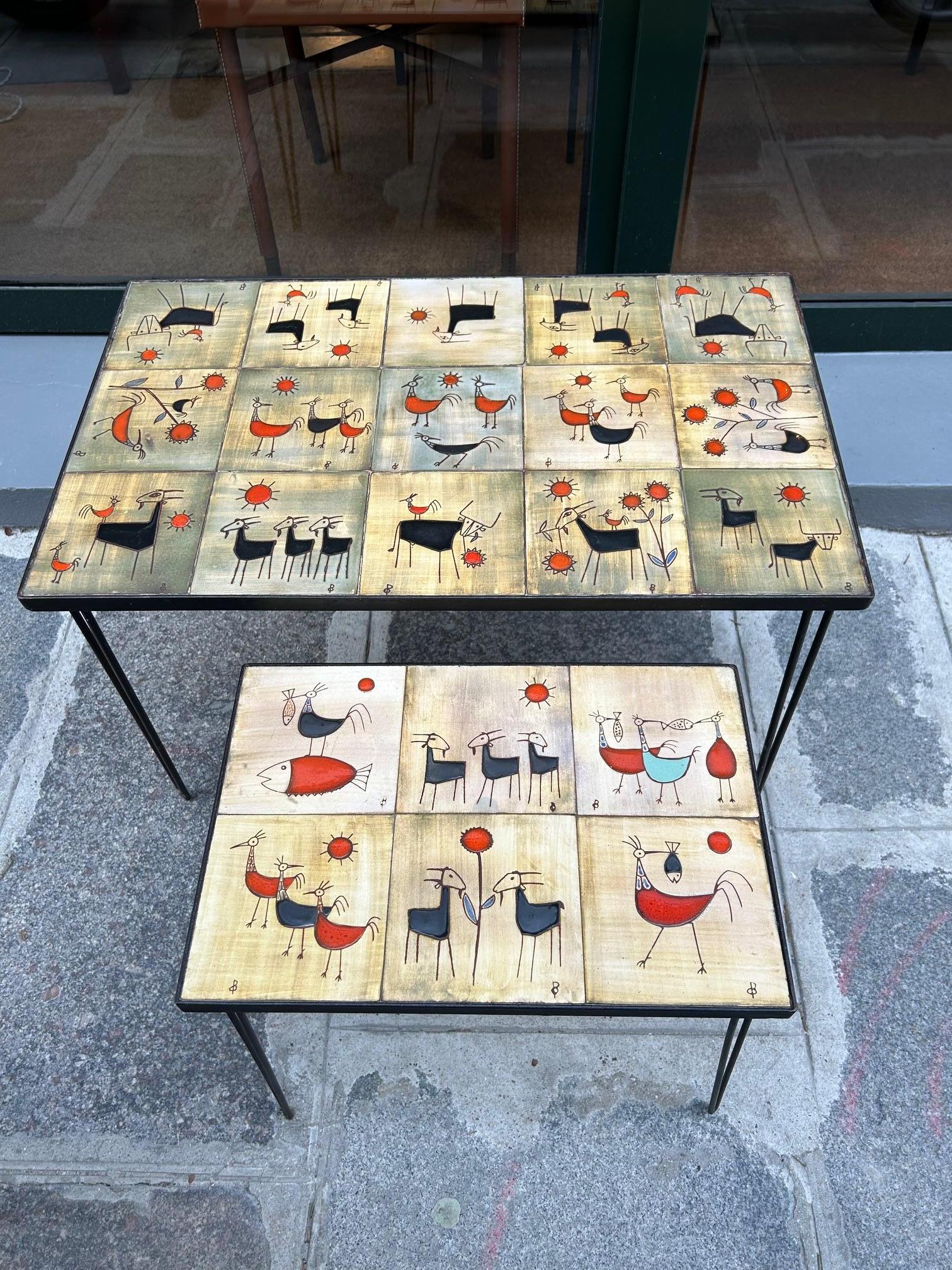 Fait main Paire de tables basses en céramique Olivier Pettit, France, vers les années 1960 en vente