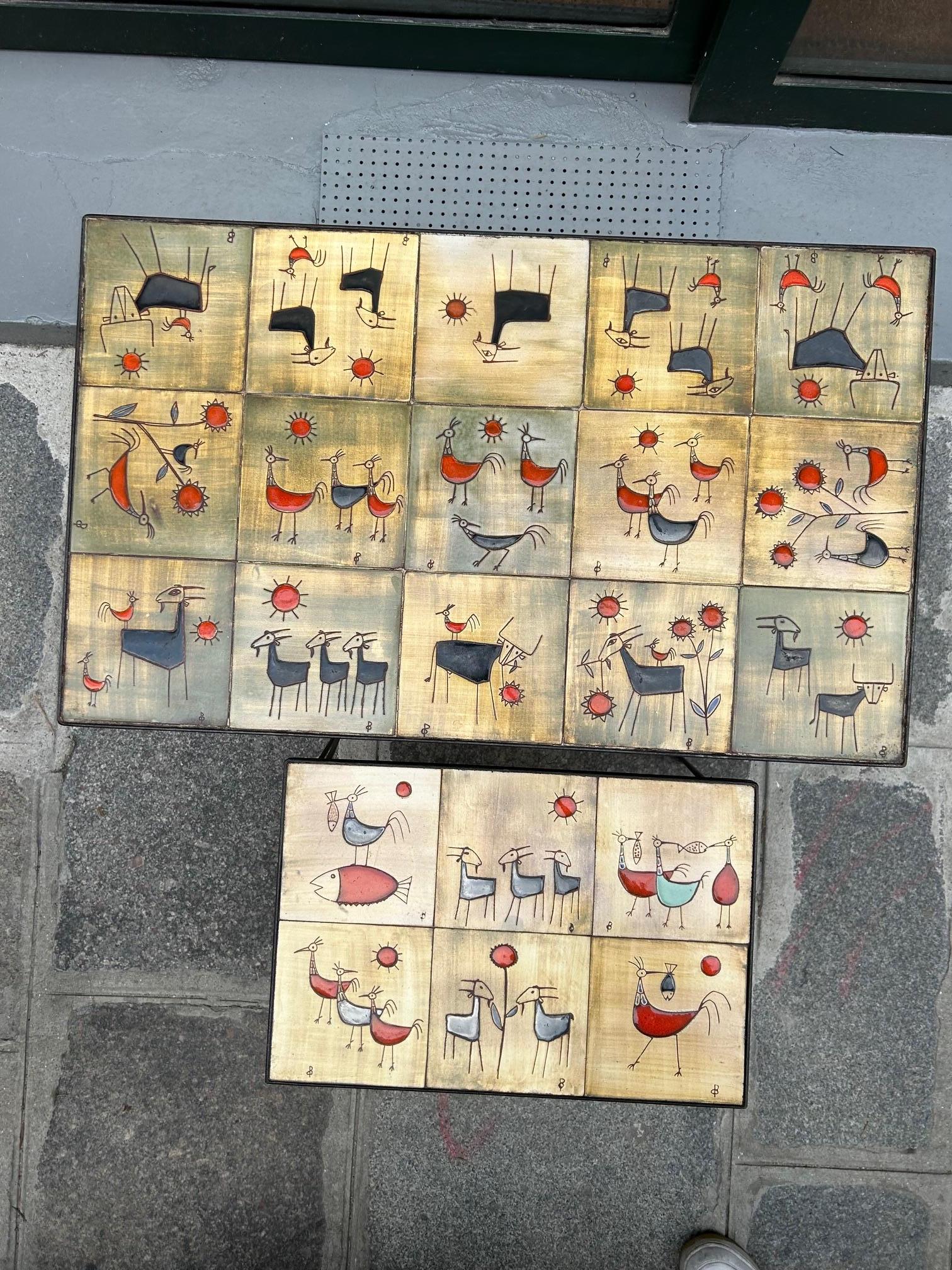 Paire de tables basses en céramique Olivier Pettit, France, vers les années 1960 Bon état - En vente à Paris, FR