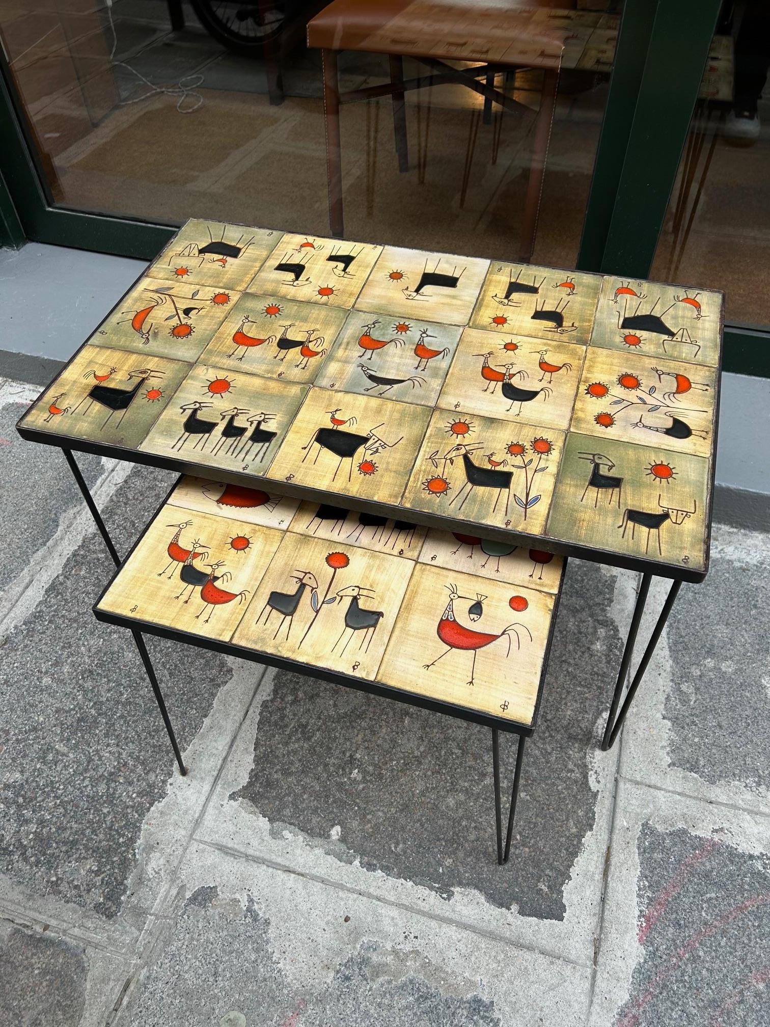 Milieu du XXe siècle Paire de tables basses en céramique Olivier Pettit, France, vers les années 1960 en vente