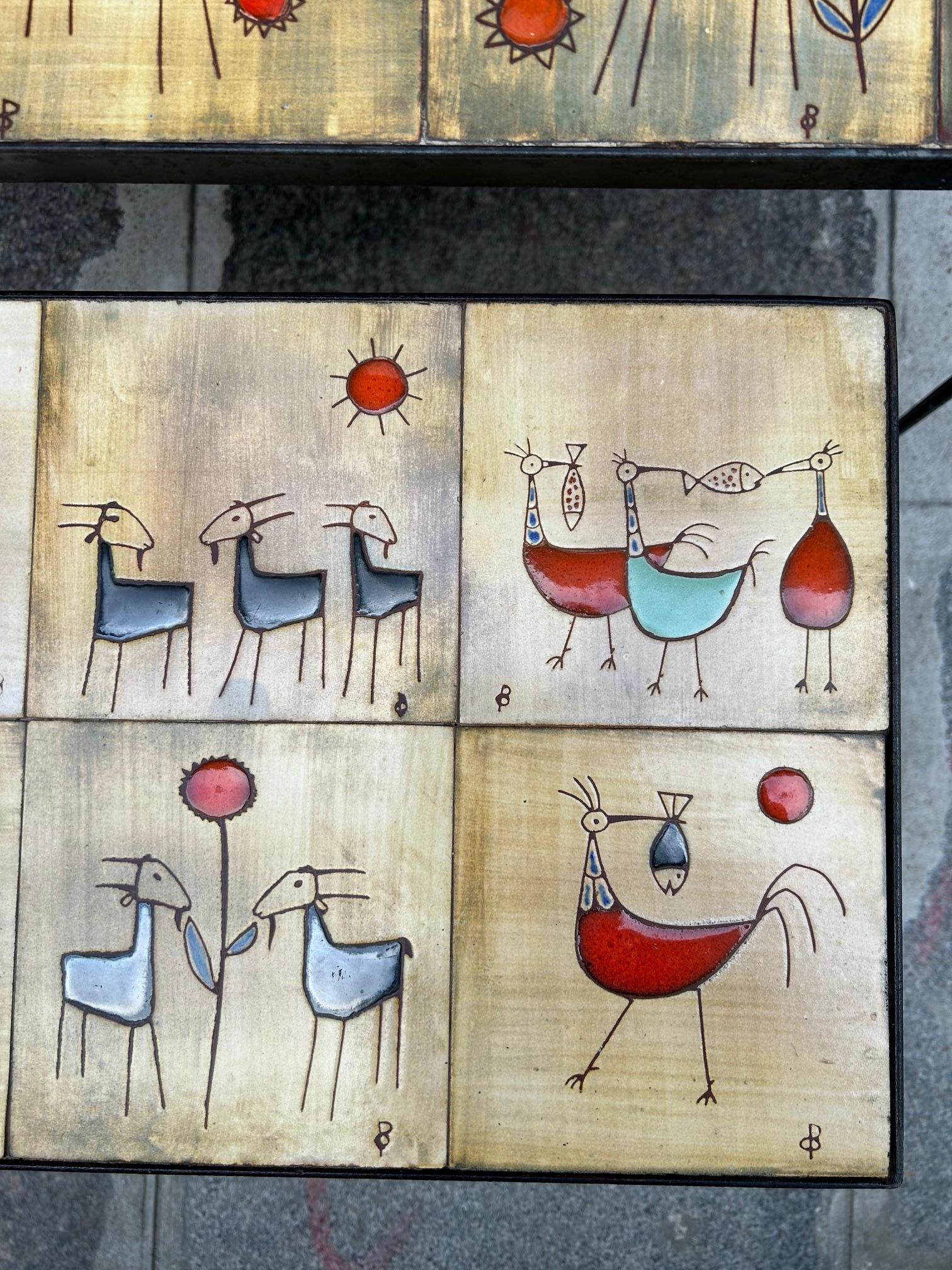 Paire de tables basses en céramique Olivier Pettit, France, vers les années 1960 en vente 1