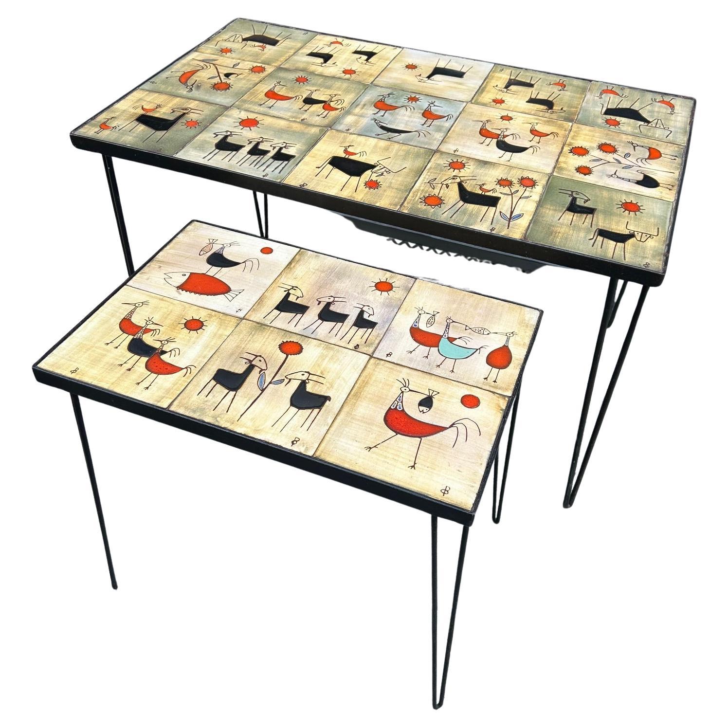 Paire de tables basses en céramique Olivier Pettit, France, vers les années 1960