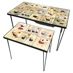 Pair of ceramic coffee table by Olivier Pettit, France, Circa 1960's