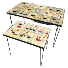 Pair of ceramic coffee table by Olivier Pettit, France, Circa 1960's