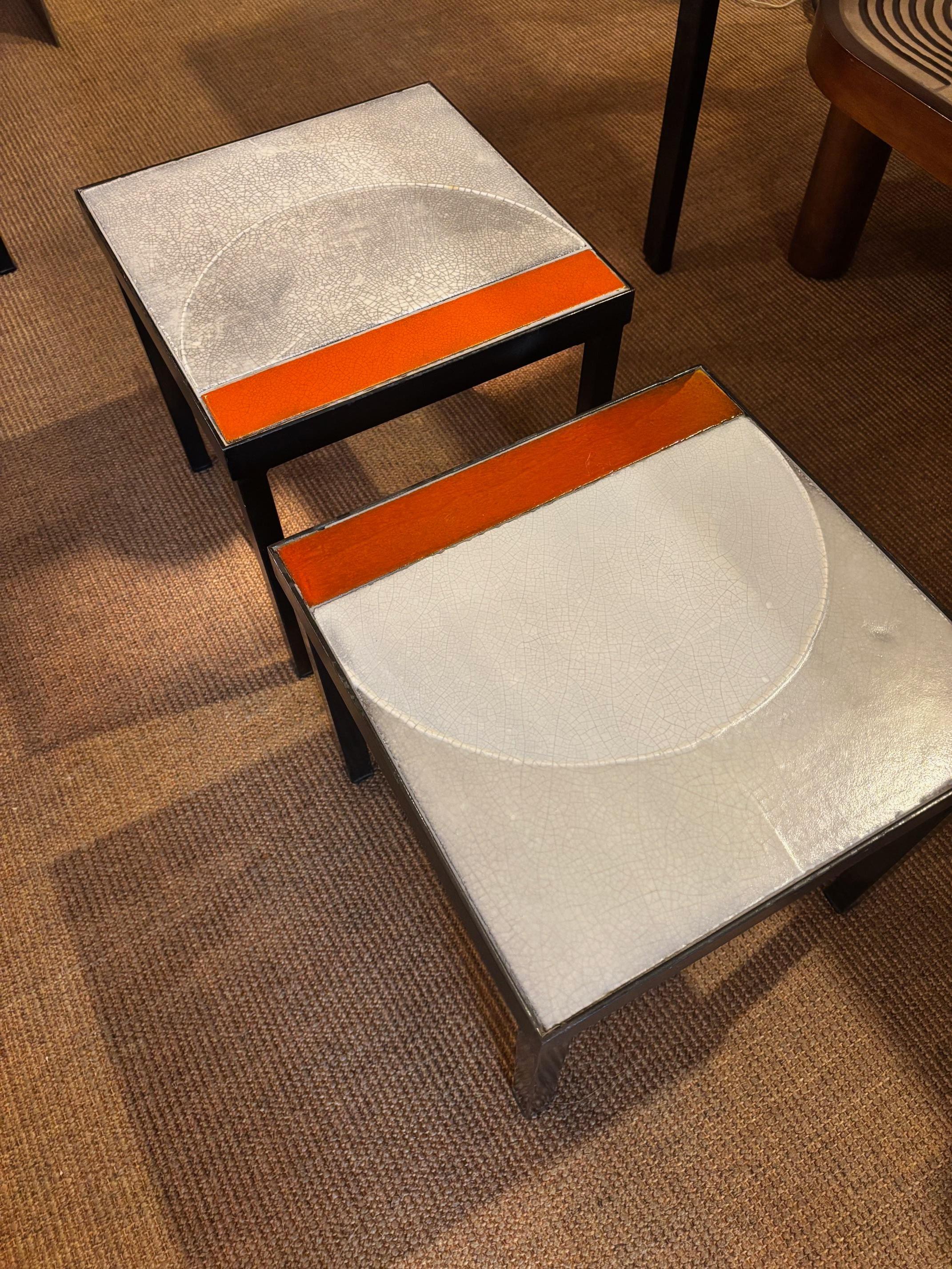 French Pair of Ceramic coffee table by Roger Capron, France, 1960's For Sale