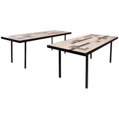 Pair of Ceramic Coffee Tables, circa 1960, France Pair of Ceramic Coffee Tables, circa 1960, France