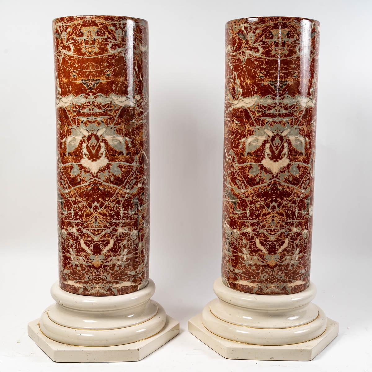 Paar Keramiksäulen, spätes 19. Jahrhundert im Zustand „Gut“ im Angebot in Saint-Ouen, FR
