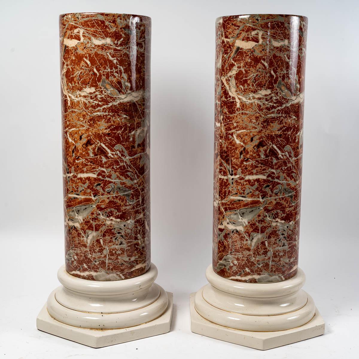 Paar Keramiksäulen, spätes 19. Jahrhundert im Angebot 3