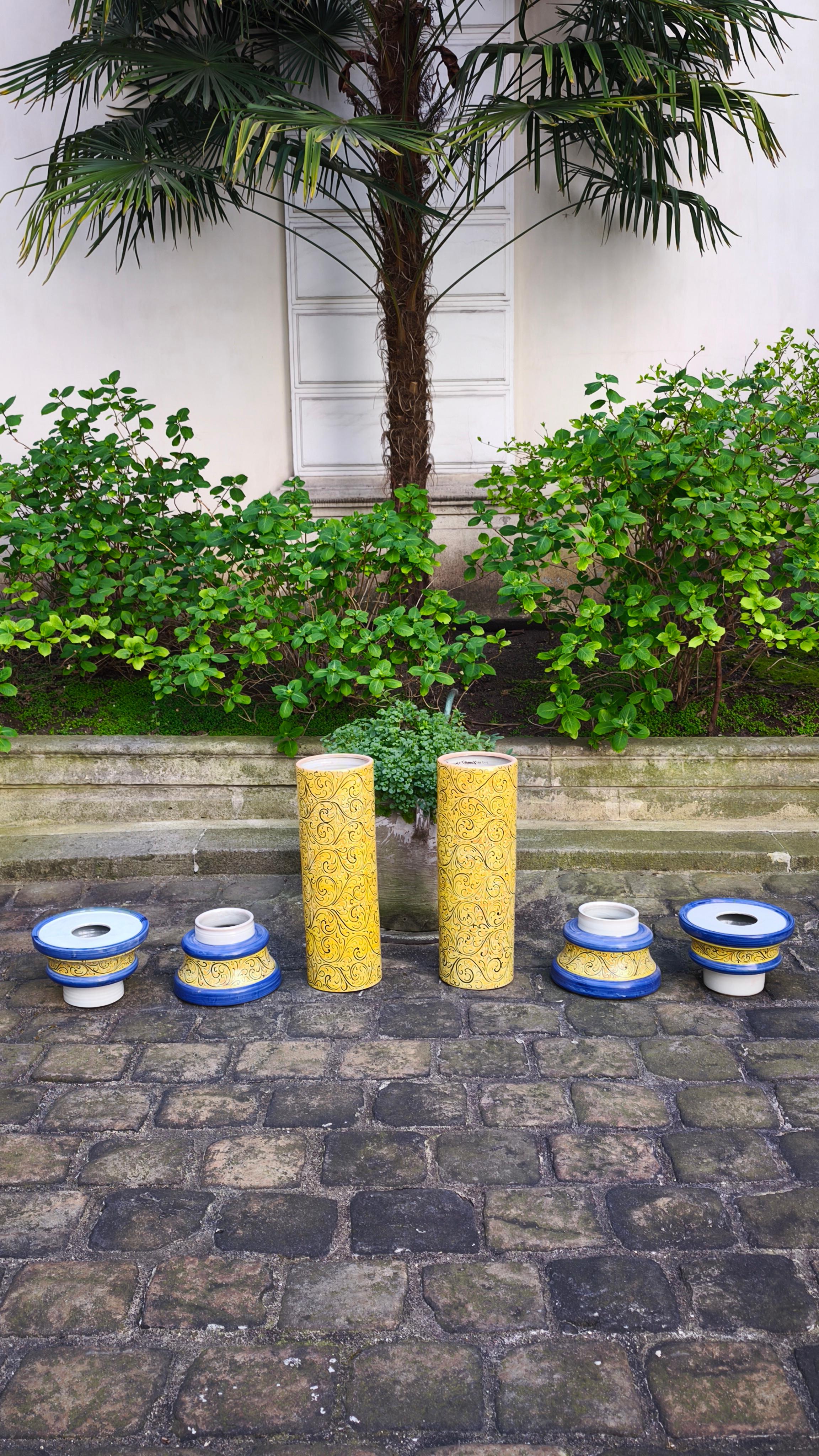 Pair of ceramic columns, stands, pedestals, Italy For Sale 6