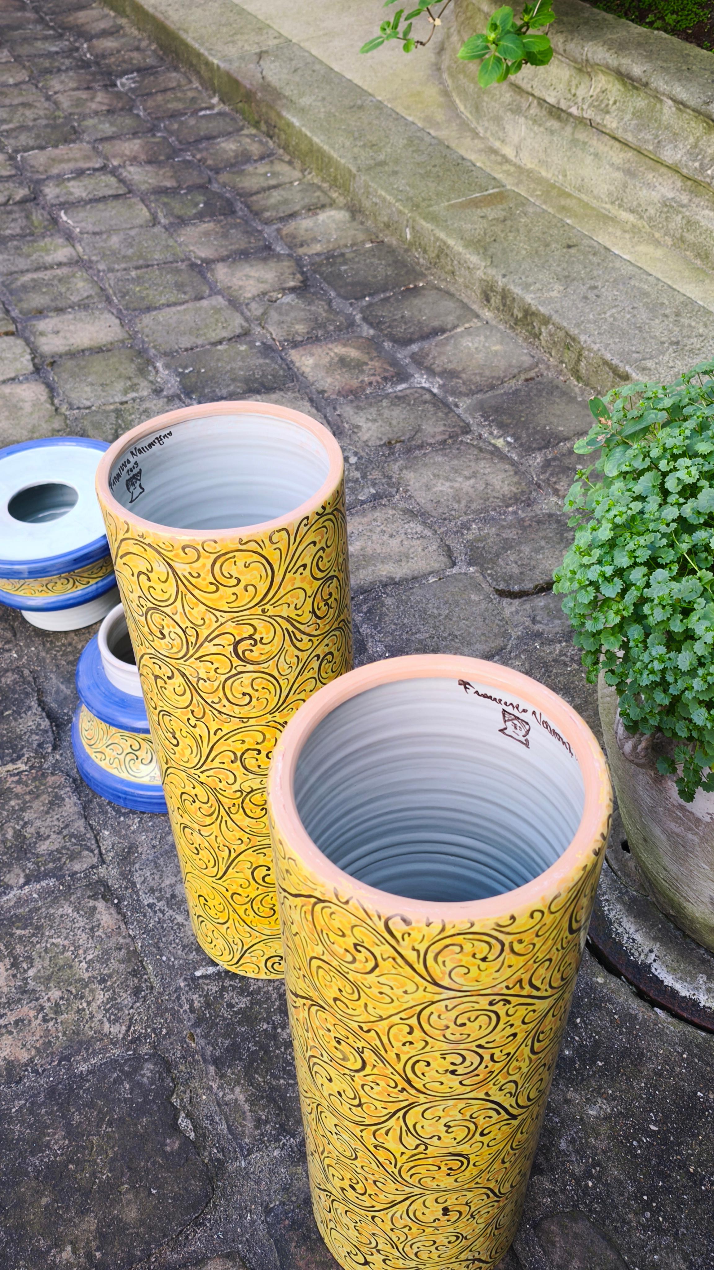 Pair of ceramic columns, stands, pedestals, Italy For Sale 7