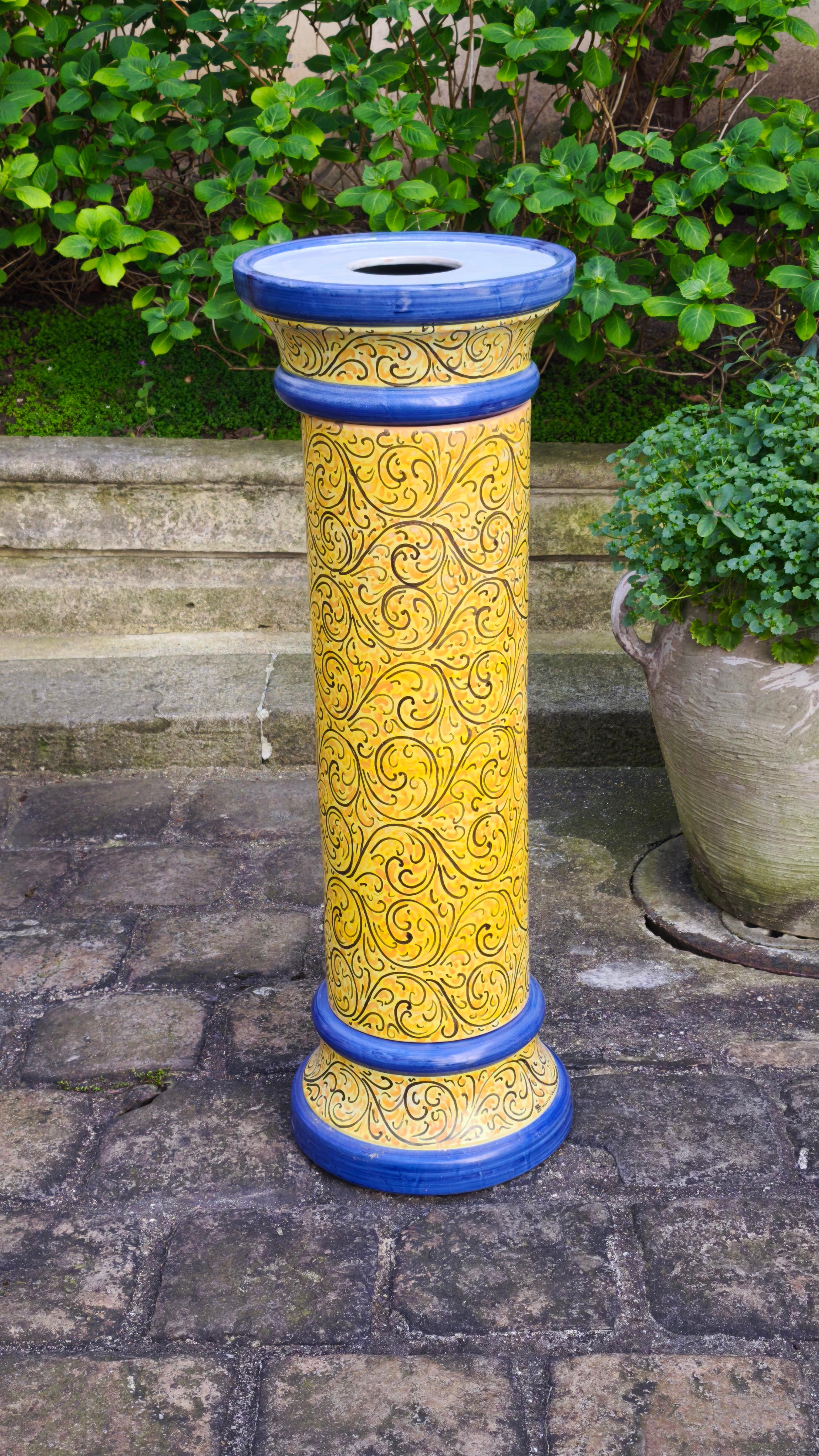 Italian Pair of ceramic columns, stands, pedestals, Italy For Sale