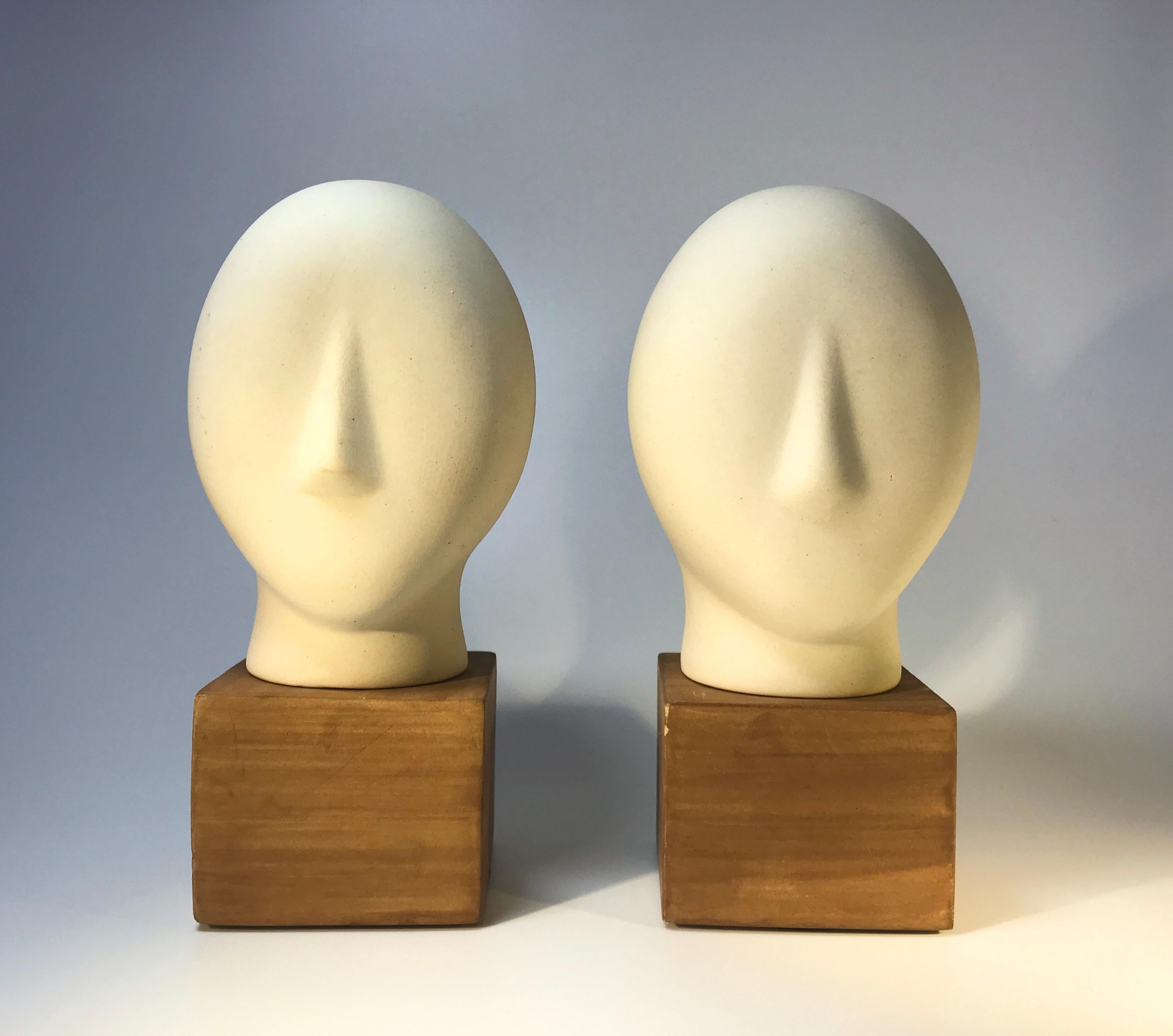 A pair of midcentury Cycladic vintage sculptures from the 1960s
Understated retro styling
Standing on solid wooden block plinths,
circa 1960s
Measures: Total height 8 inch
Plinths height 2.5 inch, width 3 inch x 3 inch square,
Very good