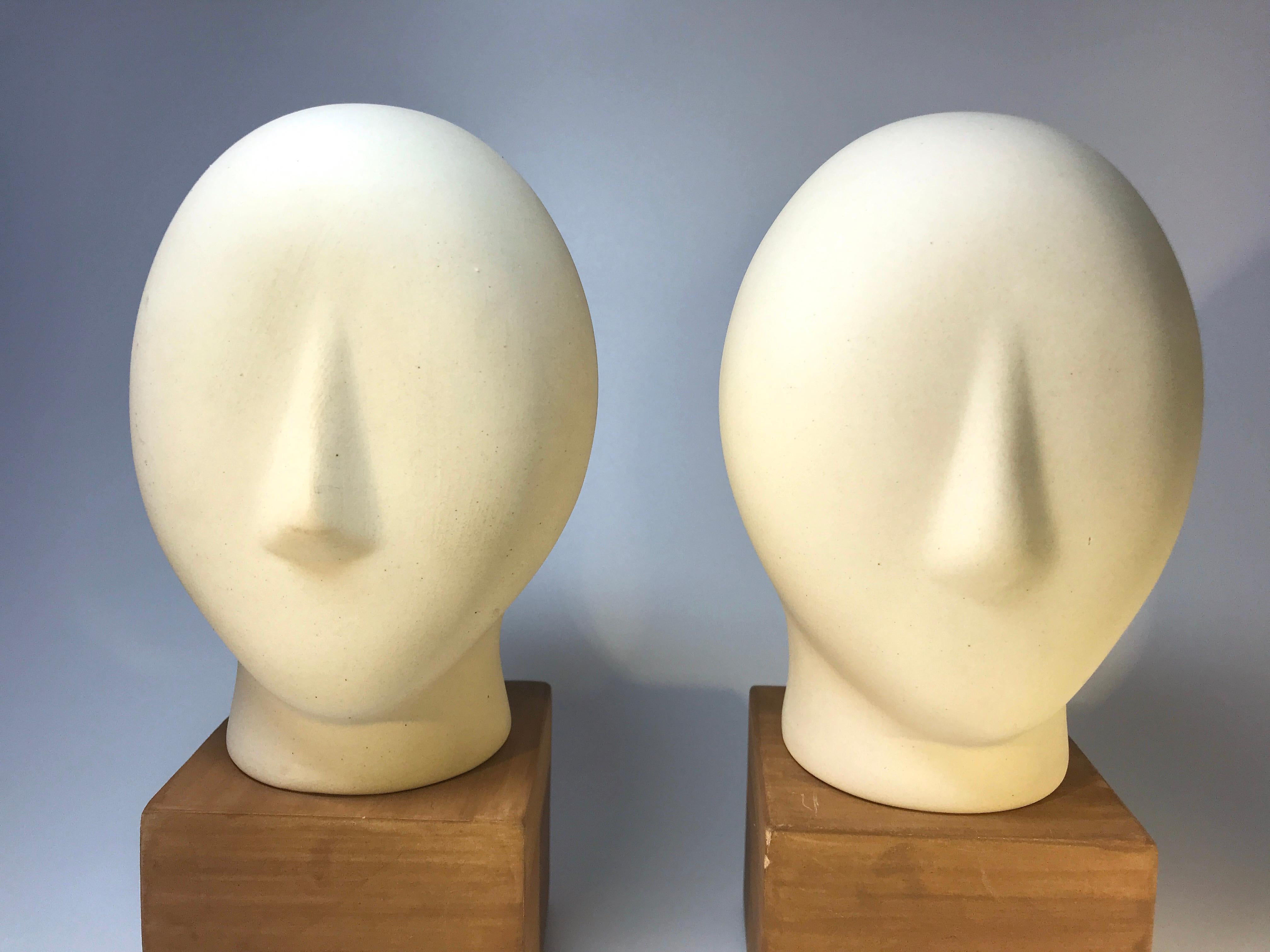 Mid-Century Modern Pair of Ceramic Cycladic Sculptures Midcentury 1960s Retro