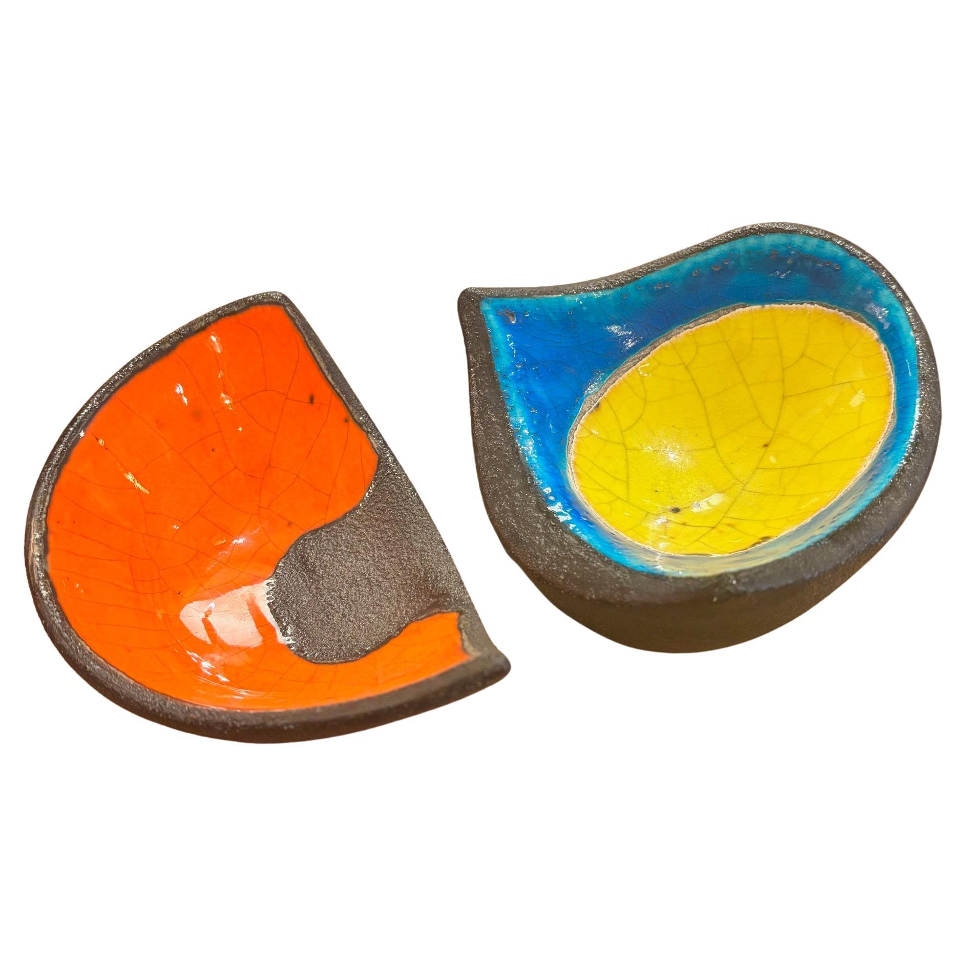 Pair of ceramic decorative Vide-Poche by Gilbert Valentin, France, Circa 1960's