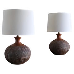 Pair of Ceramic Earthgender Lamps by David Cressey 
Robert Maxwell, circa 1970