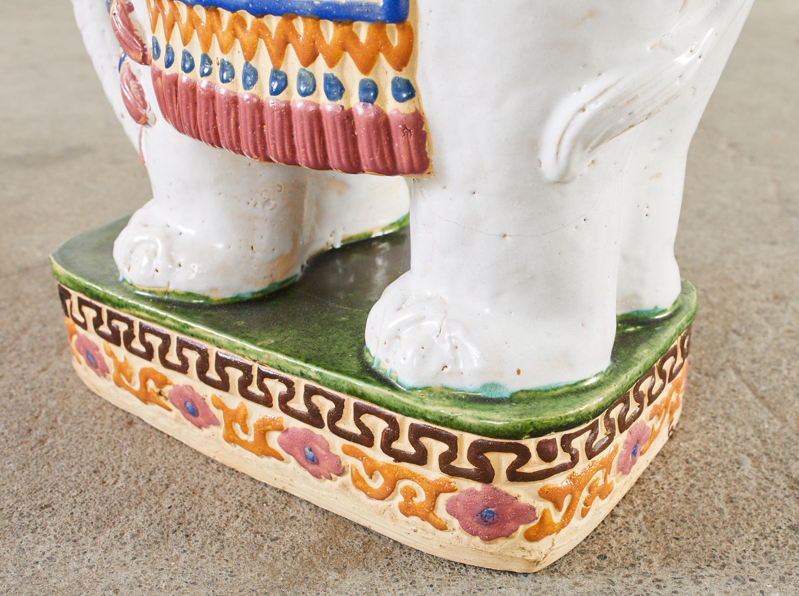 Pair of Ceramic Elephant Garden Stool Drinks Tables 4