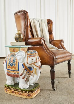 Pair of Ceramic Elephant Garden Stool Drinks Tables