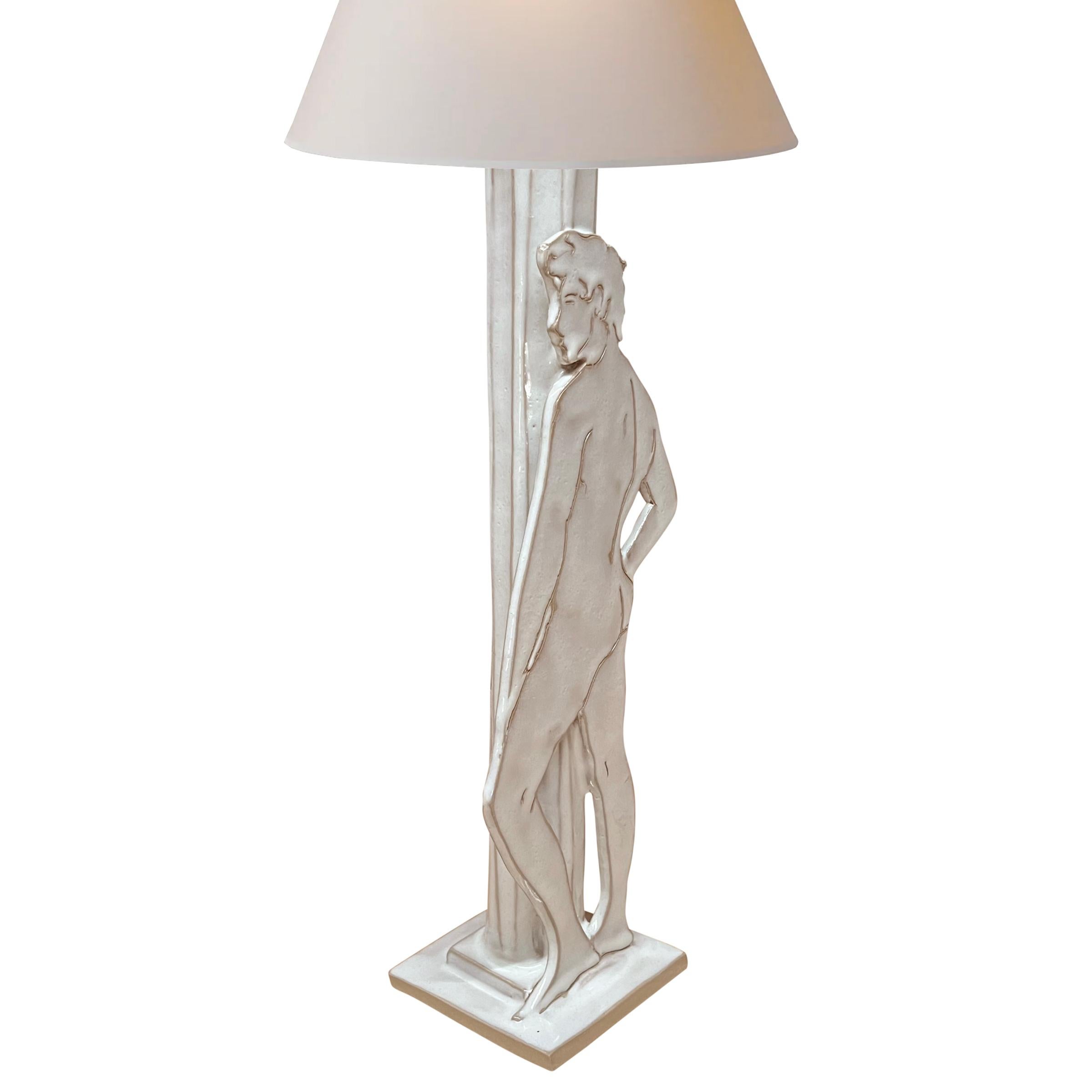 Pair of Ceramic Figural Lamps For Sale 3