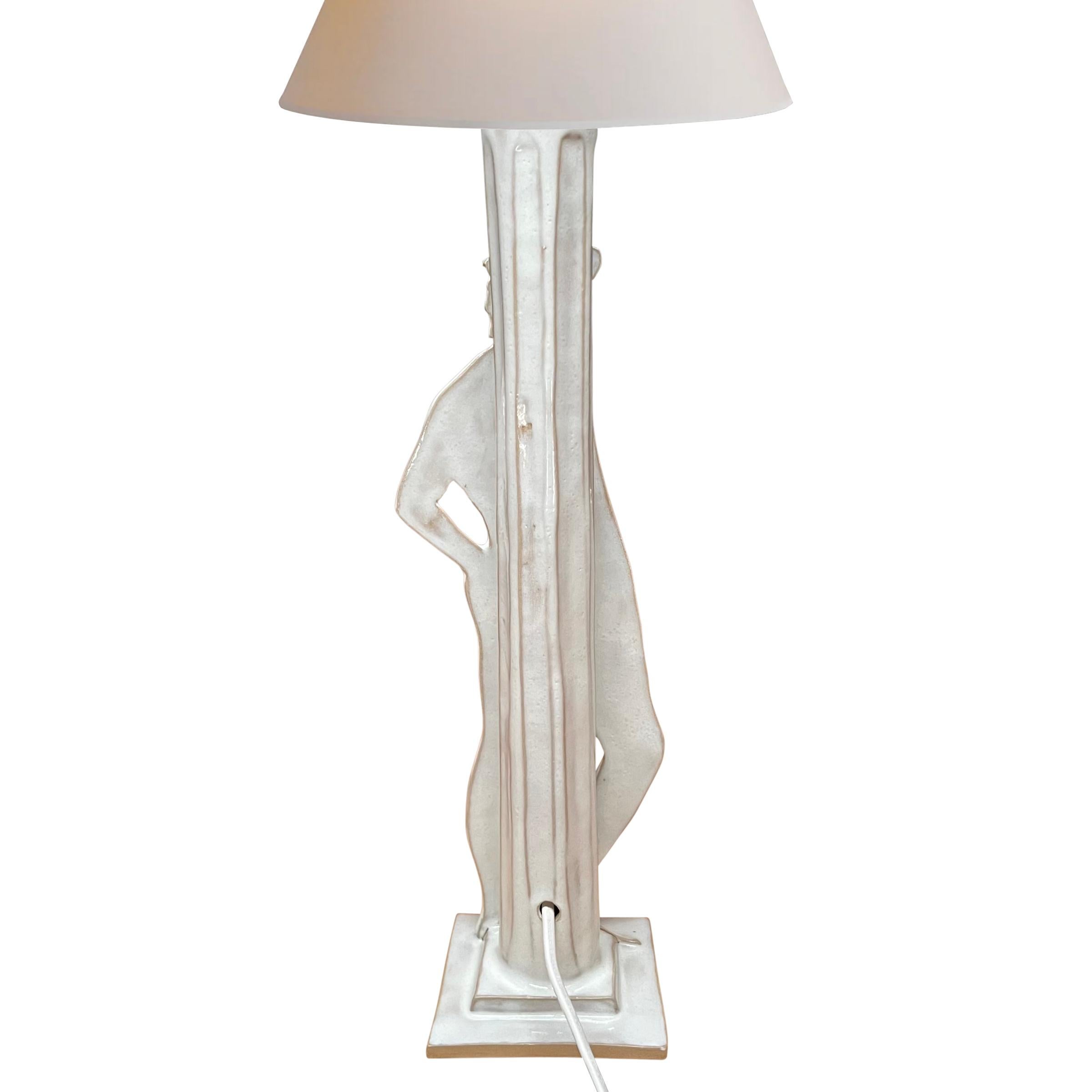 Pair of Ceramic Figural Lamps For Sale 5