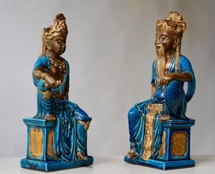 Coppia di statuette in ceramica Bu Ugo Zaccagnini