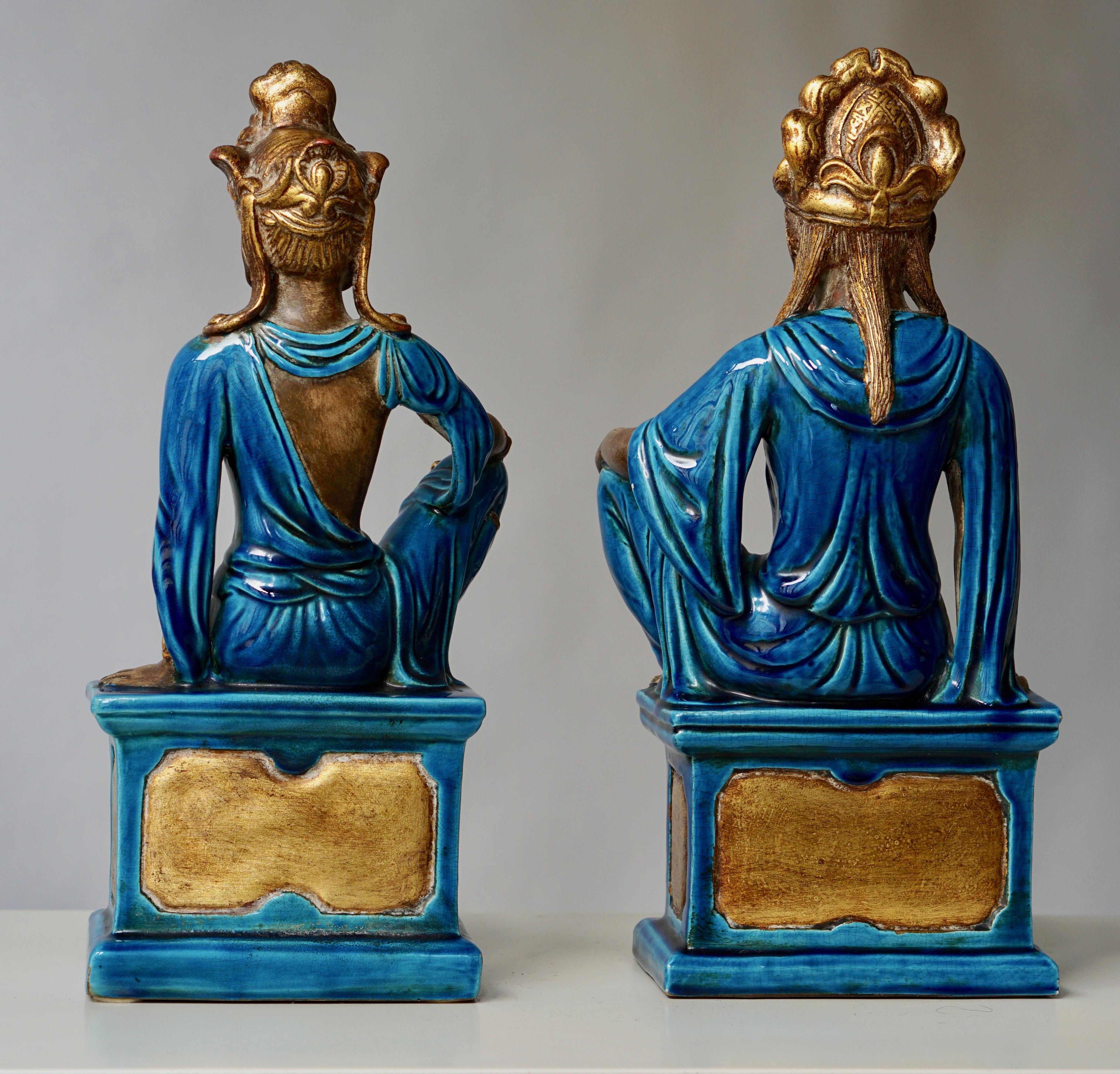 Mid-Century Modern Pair of Ceramic Figurines Bu Ugo Zaccagnini For Sale