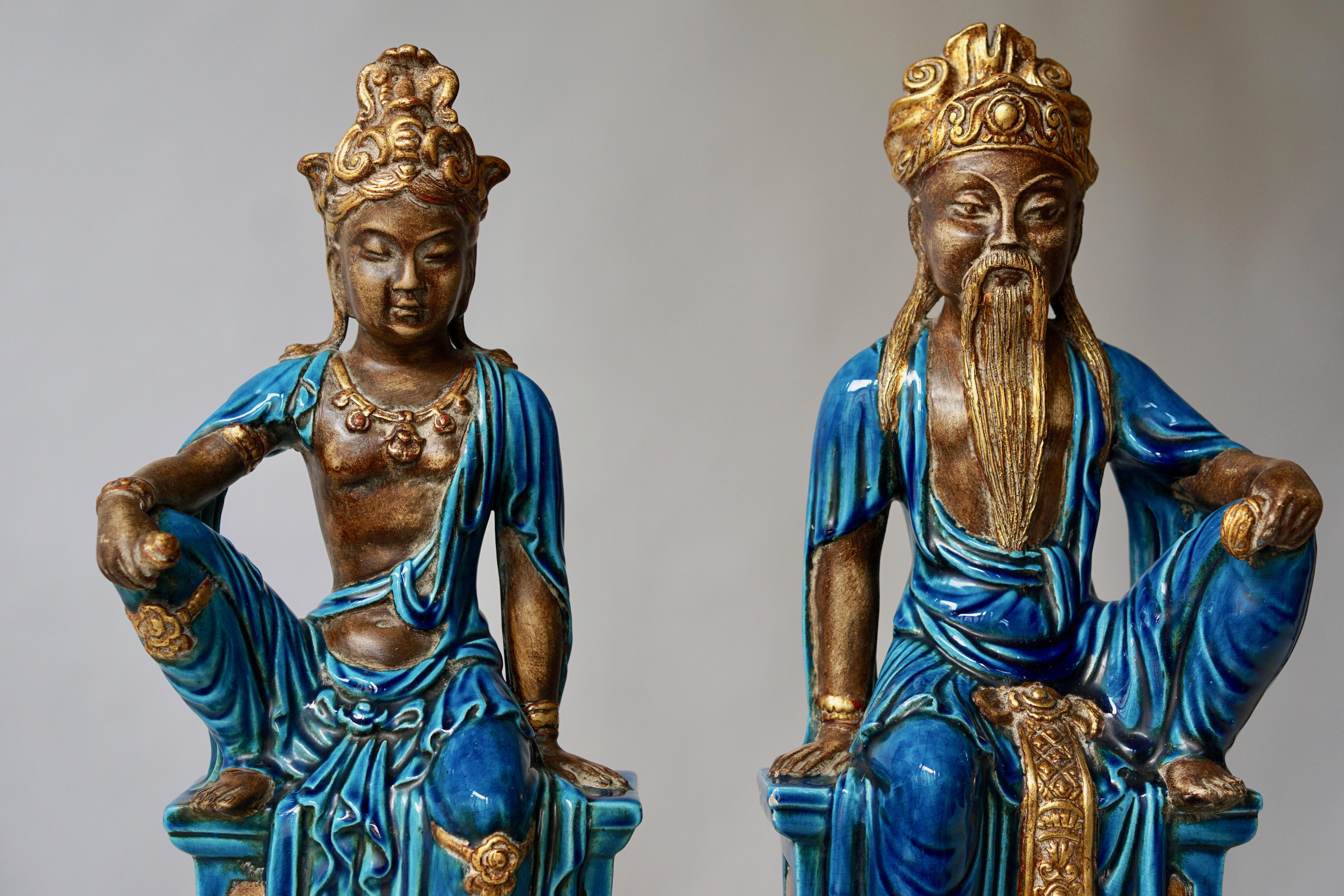 Italian Pair of Ceramic Figurines Bu Ugo Zaccagnini For Sale